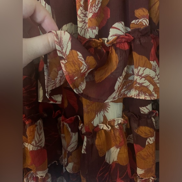 EUC MSK Ruffled Fall Floral Wedding Guest Dress Size XL - Picture 6 of 15